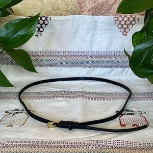 Calvin Klein Women’s Gold Hardware Black Adjustable Waist Thin Strap Belt